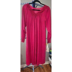 Vintage Shadowline New Cranberry Red Nylon Robe NightGown Sz M Made In USA